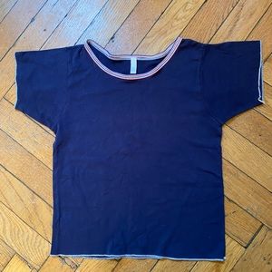 Pretties OG BABY TEE, navy with red white and blue collar 💙🤍❤️